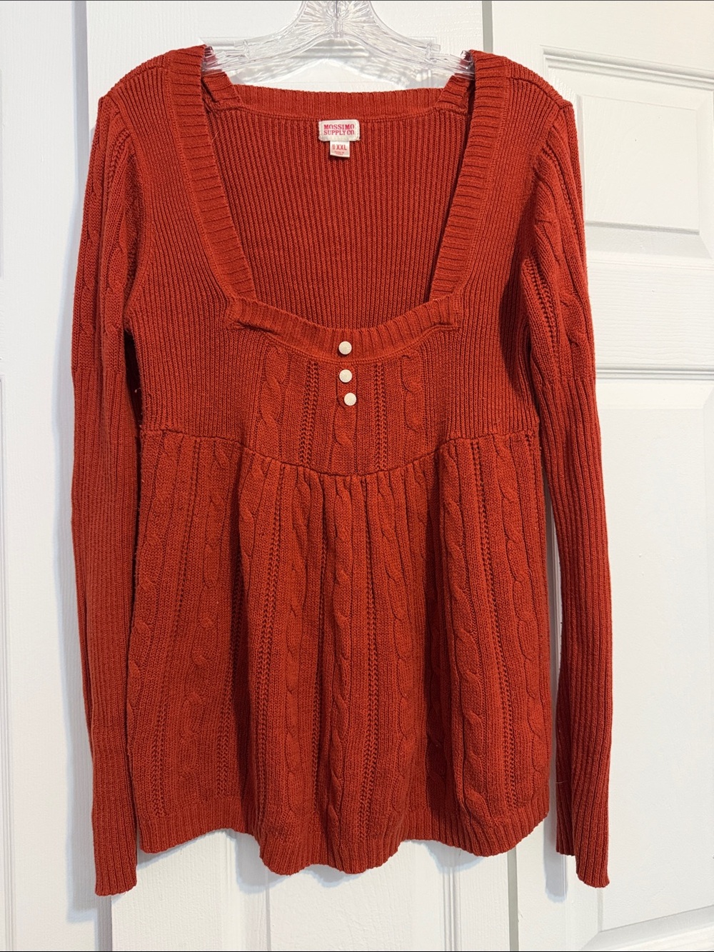 Mossimo Supply Co. Rust Cable-Knit Scoop Neck Sweater